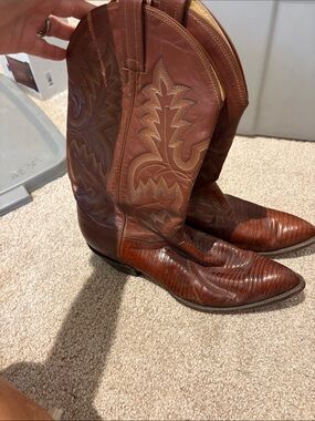 Panhandle Slim Brown Leather Western Boots with Decorative Stitching